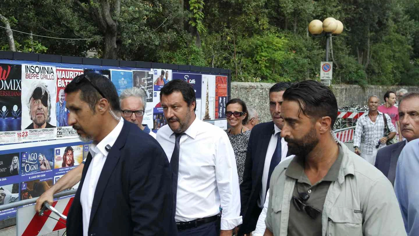 Matteo Salvini al suo arrivo alla Versiliana (foto Umicini)