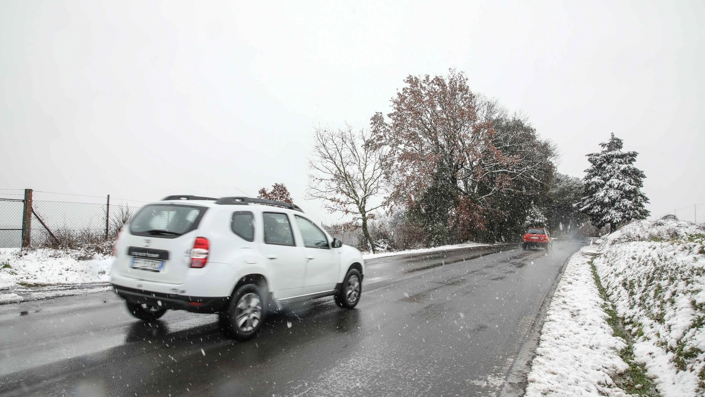 Nevicata sulle colline in provincia di Firenze sabato 3 febbraio (Fotocronache Germogli)