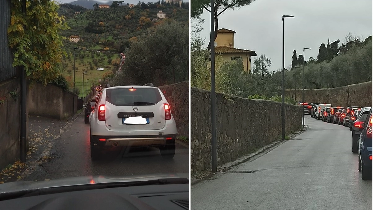 Due immagini delle code (Foto dal gruppo Fb "Traffico Firenze")