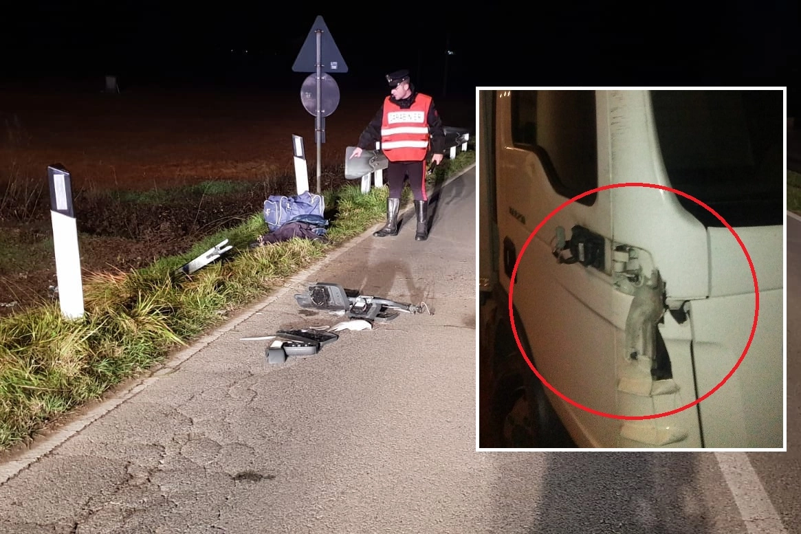 Il luogo della tragedia e il furgone incidentato