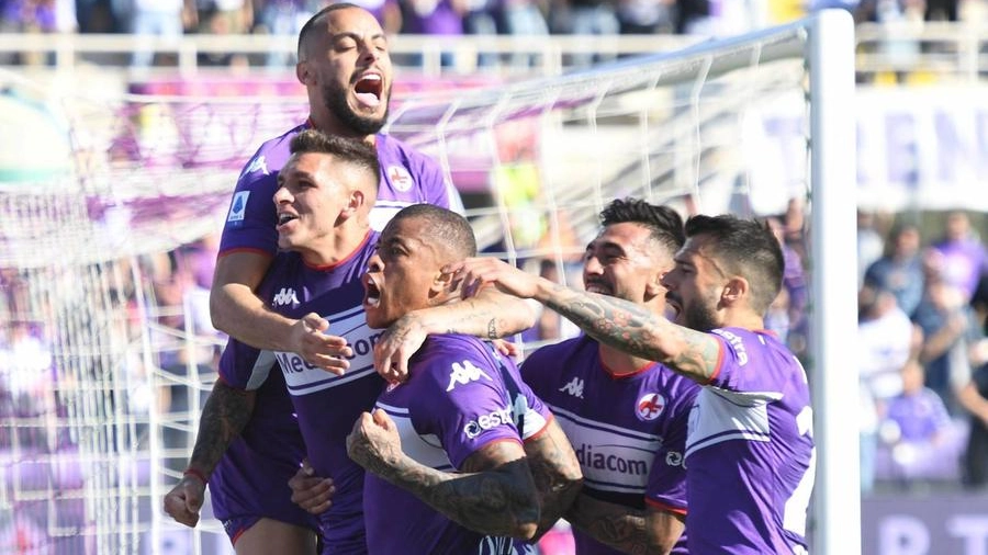 Fiorentina-Venezia 1-0, esultanza viola (Foto Germogli)
