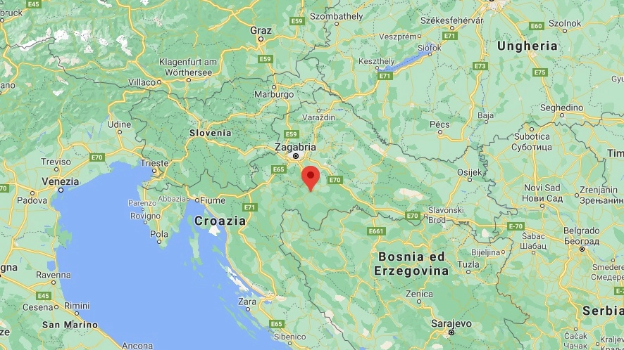 L'epicentro del terremoto in Croazia