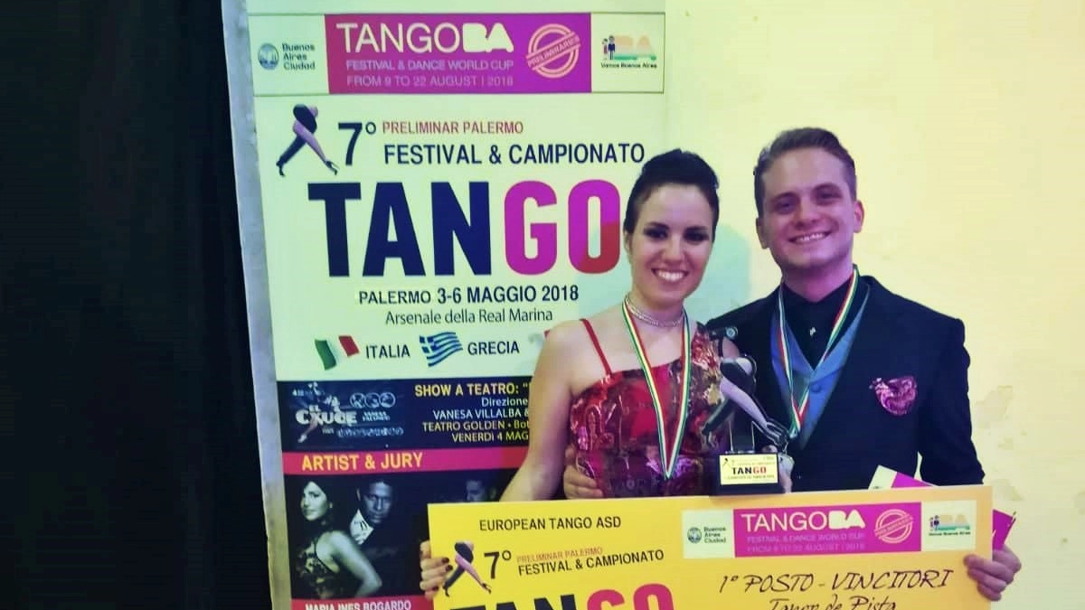 Giulia Del Porro e Riccardo Pagni, vincitori del campionato italiano di tango