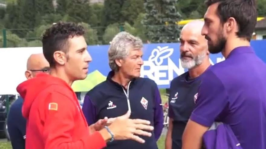 Nibali non ritiro della Fiorentina con Astori, Pioli e Antognoni