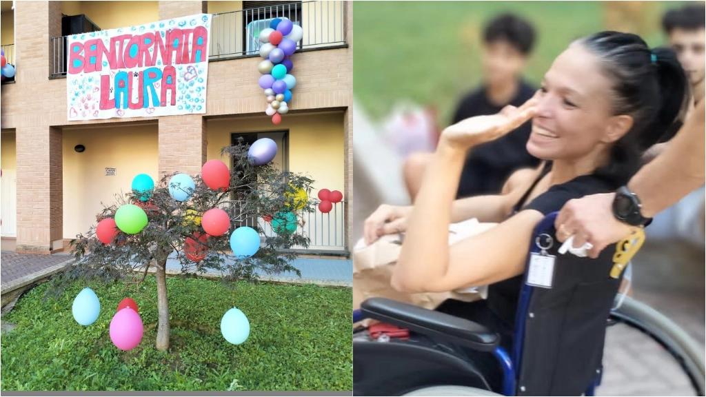 La donna al rientro a casa e gli addobbi nel suo condominio (dal gruppo Facebook "Tutti per Laura") La donna al rientro a casa e gli addobbi nel suo condominio (dal gruppo Facebook "Tutti per Laura")
