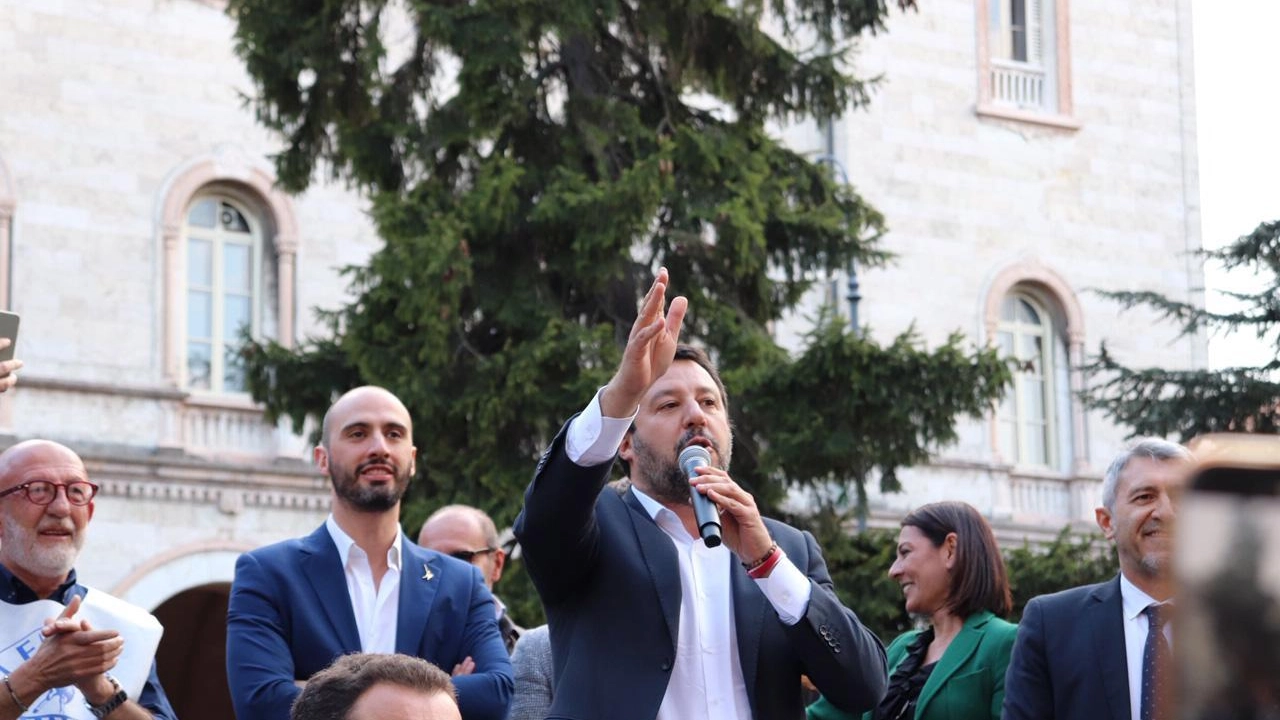 Matteo Salvini a Perugia (foto Ansa)