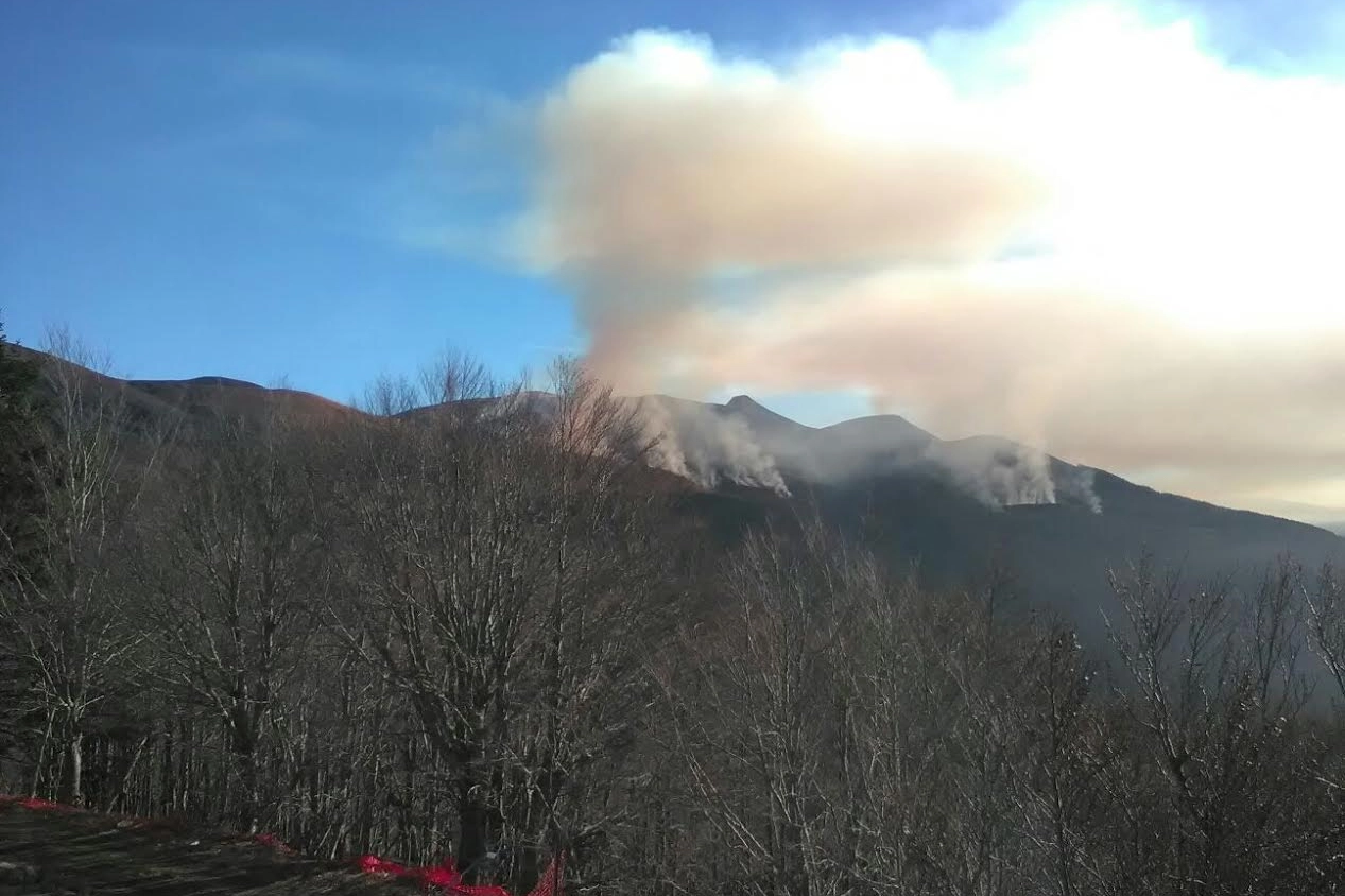 Incendio sul monte Cupolino