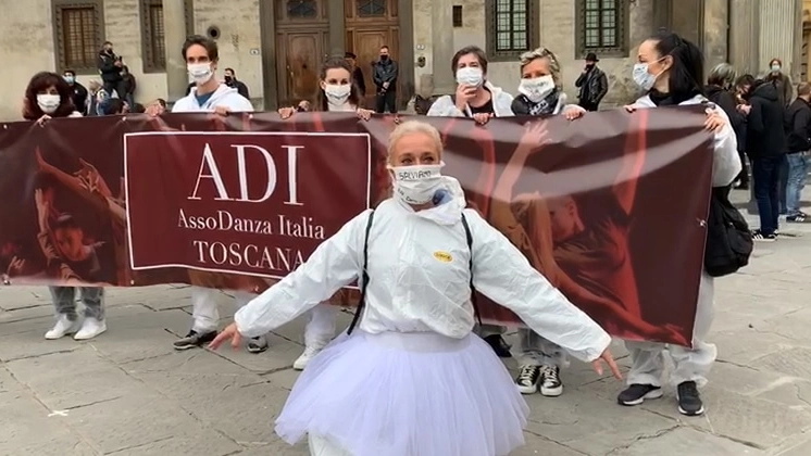 La protesta del mondo dello spettacolo a Firenze (New Press Photo)