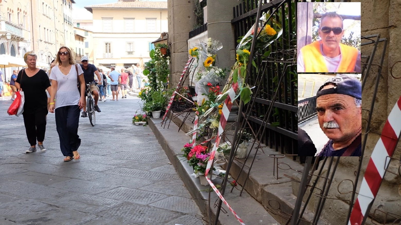 Il luogo della tragedia e le due vittime. Sopra Eugenio Viviani, sotto Antonio Pellegrini