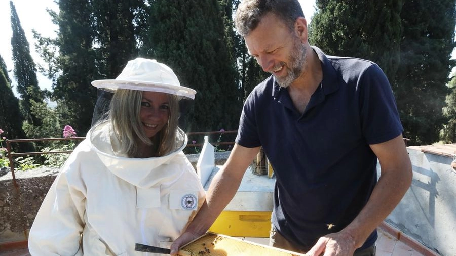 L'assessore Cecilia Del Re nel corso di un sopralluogo agli apiari di San Miniato