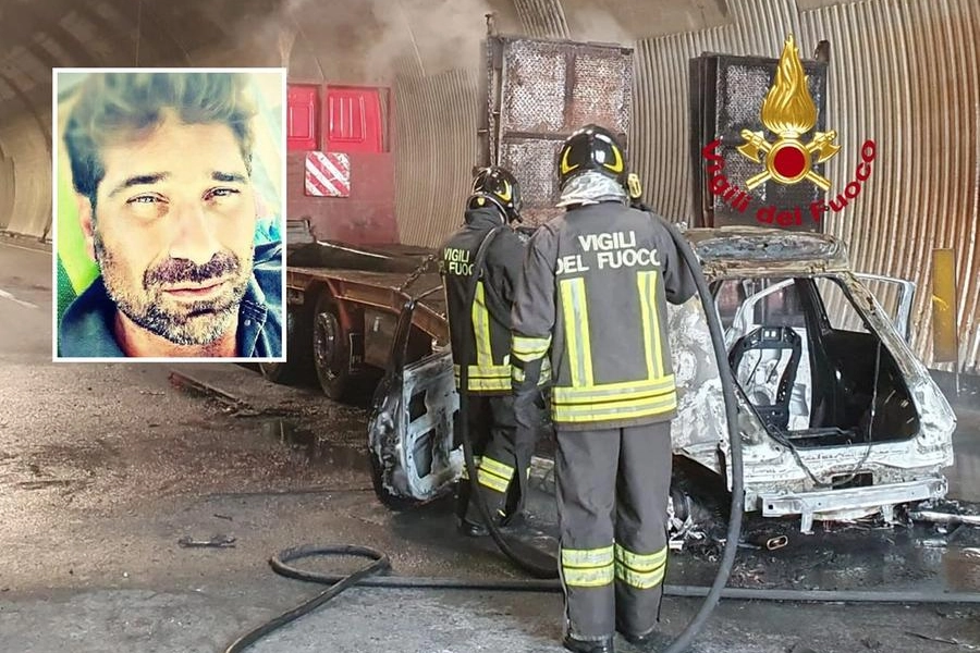 La scena dell'incidente e, nel riquadro, la vittima
