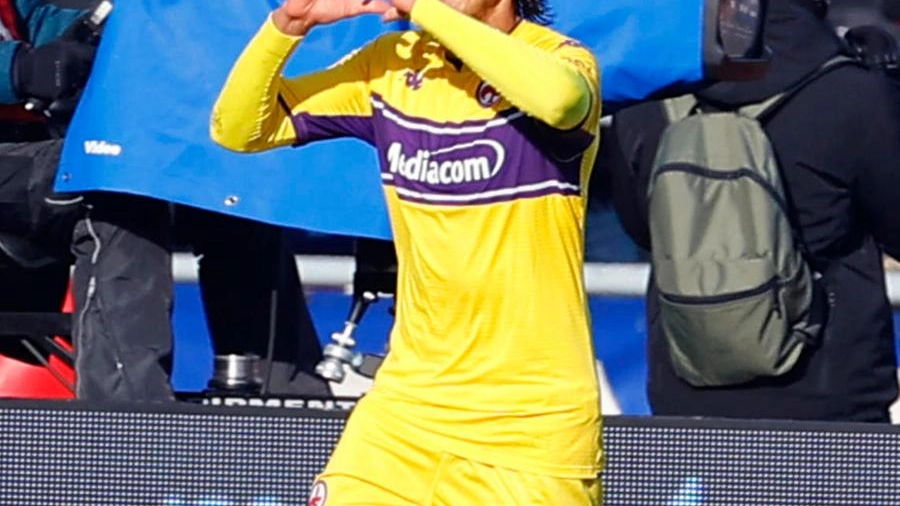 Maleh festeggia il primo gol in campionato con la maglia della Fiorentina segnato domenica
