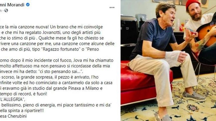 Il post Fb di Gianni Morandi