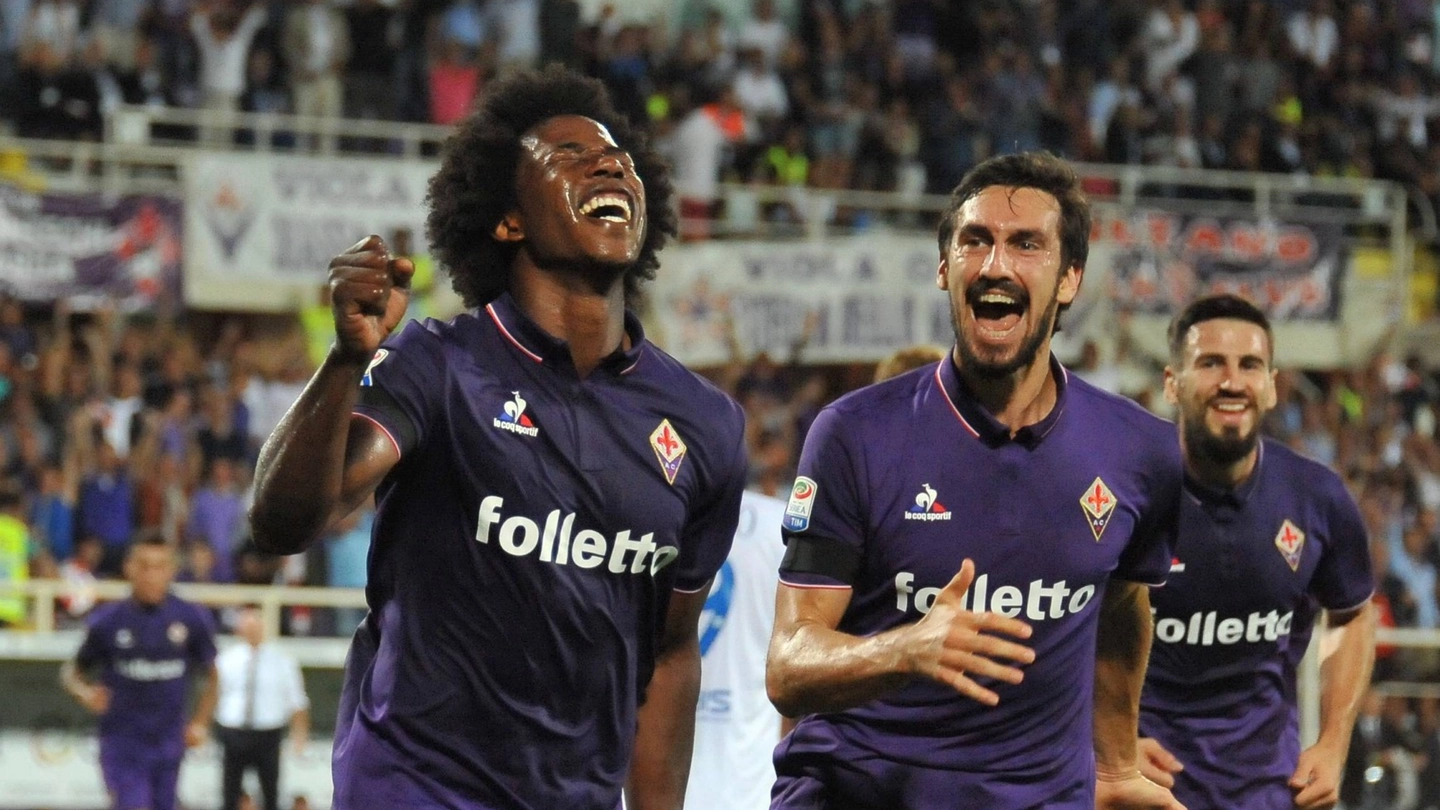 Fiorentina-Chievo, Sanchez esulta dopo il gol (foto Germogli)