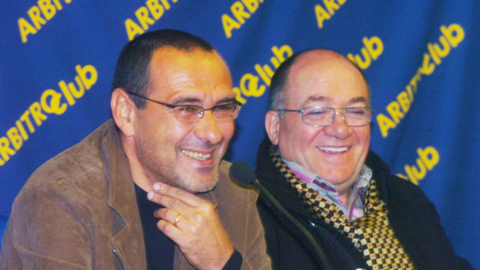 Maurizio Sarri insieme a Mancini negli anni dell'Arezzo