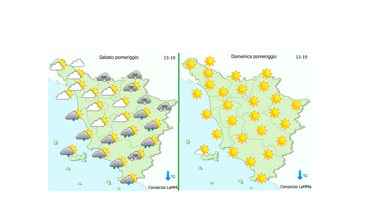 Le previsioni meteo del Lamma per il fine settimana in Toscana