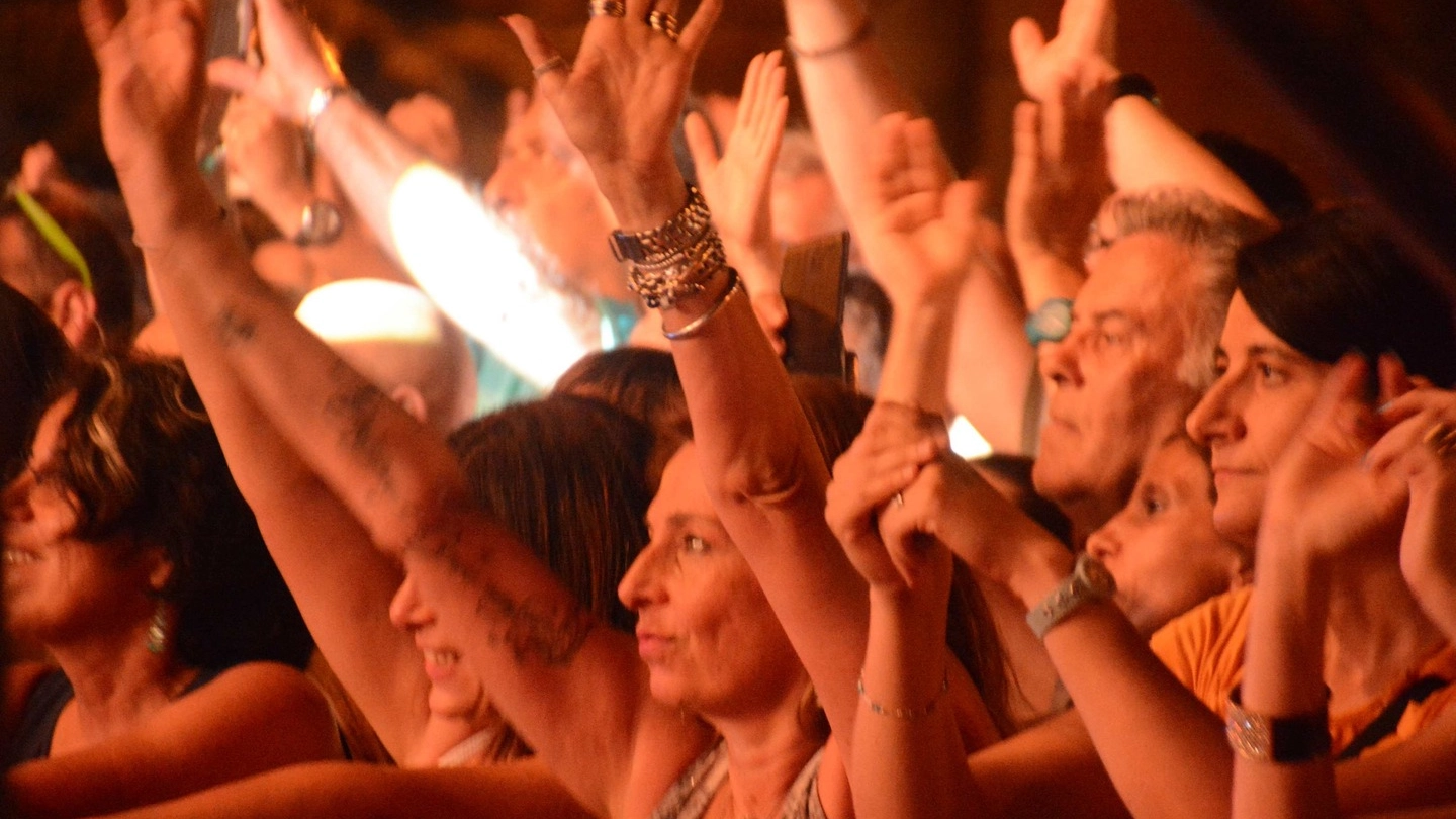 Il pubblico durante il concerto di Raf a Viareggio (Foto Umicini)