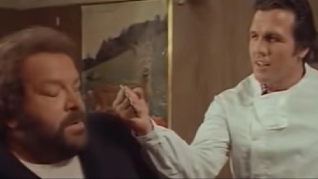 Del Papa con Bud Spencer in una scena del film
