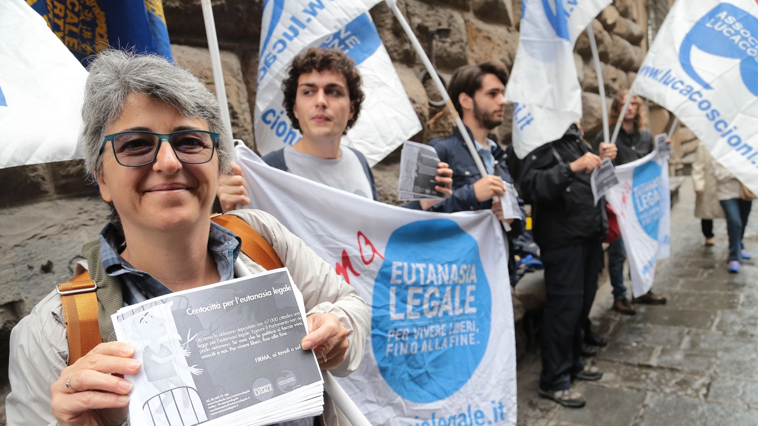 Sit dei radicali in via Cavour (Cabras/New Press Photo)