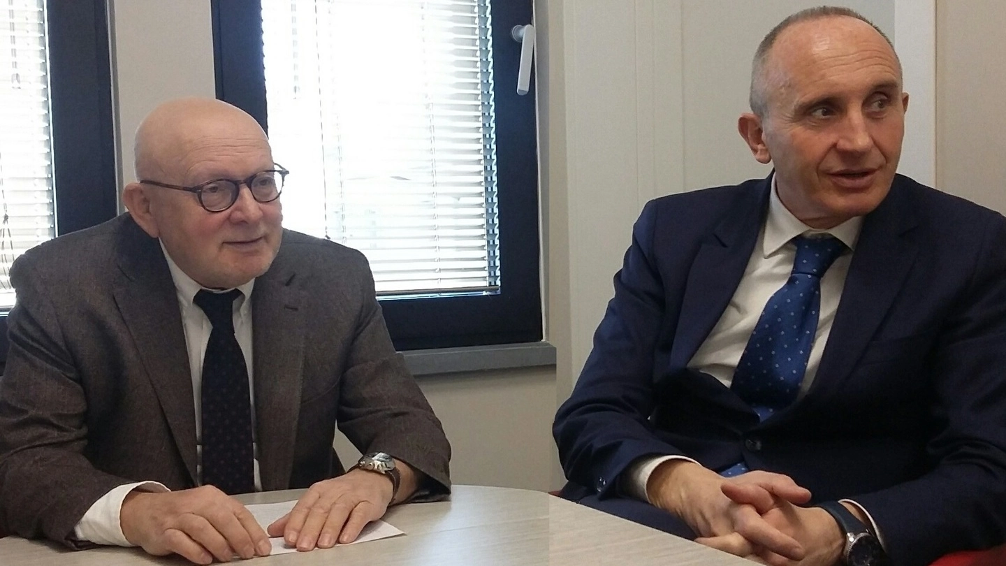 Il presidente di Banca di Pescia e Cascina, Franco Papini, e il direttore generale Antonio Giusti