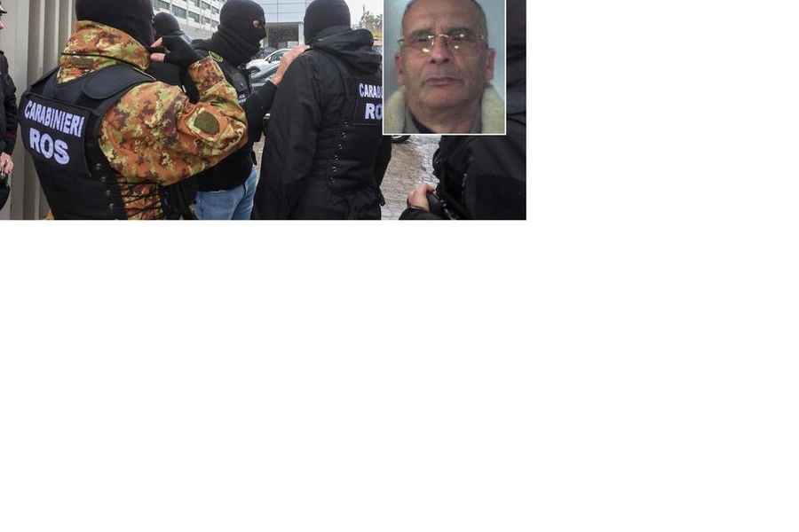 Carabinieri del Ros e, nel riquadro, Messina Denaro