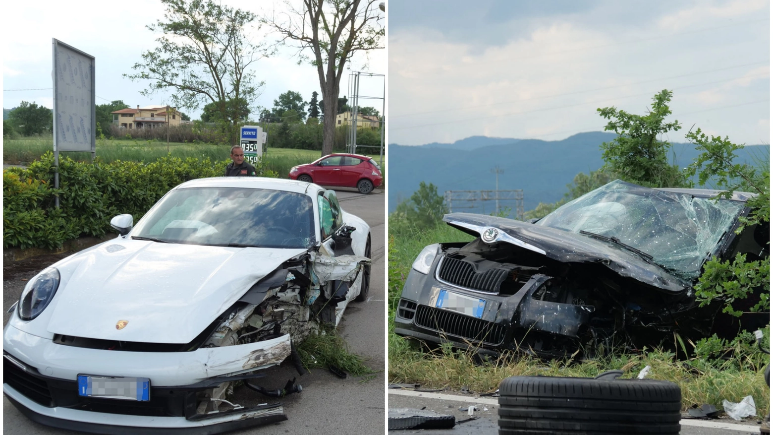 Le due auto coinvolte nell'incidente (Foto Cristini)