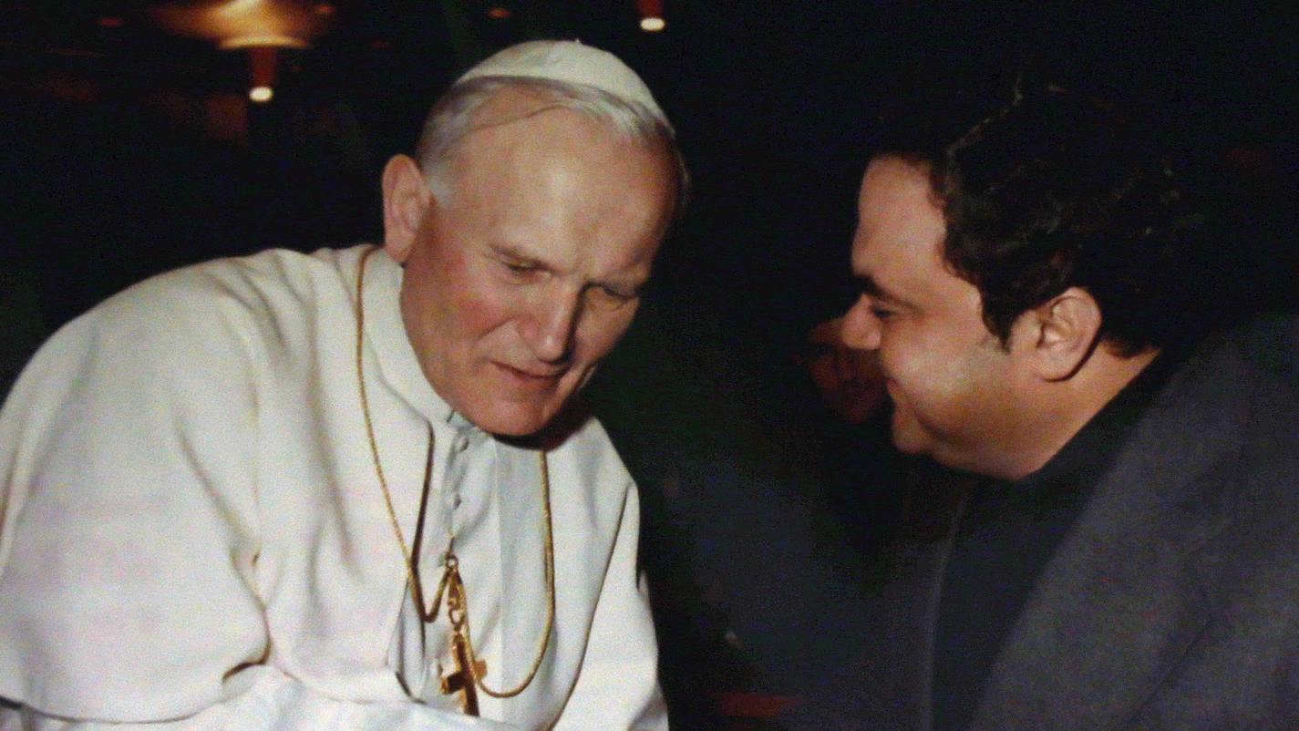 Monsignor Gaetano Rutilo insieme  a Giovanni Paolo II
