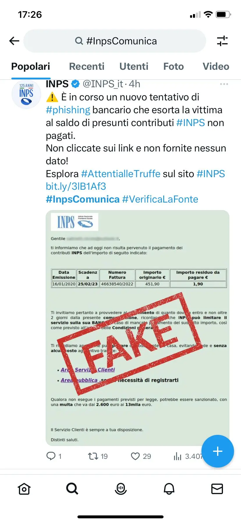 “Non hai versato dei contributi Inps”. Ma è l’ennesima truffa online