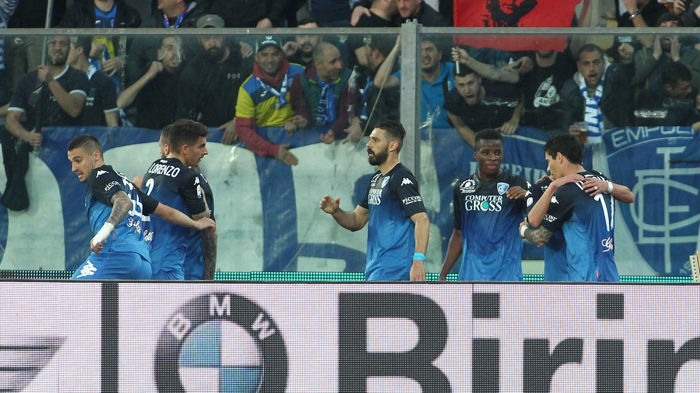L'esultanza empolese per il gol di Farias ( (Tommaso Gasperini/Fotocronache Germogli)