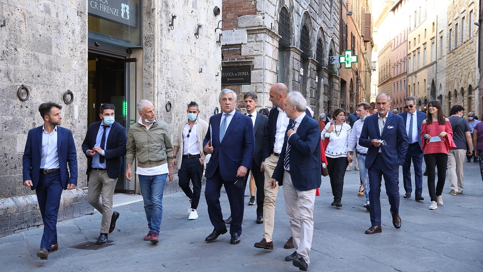 Tour elettorale per il vicepresidente di Forza Italia Tajani ieri a Firenze, Pisa e Siena