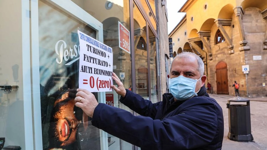 La protesta dei commercianti in via Guicciardini lo scorso novembre