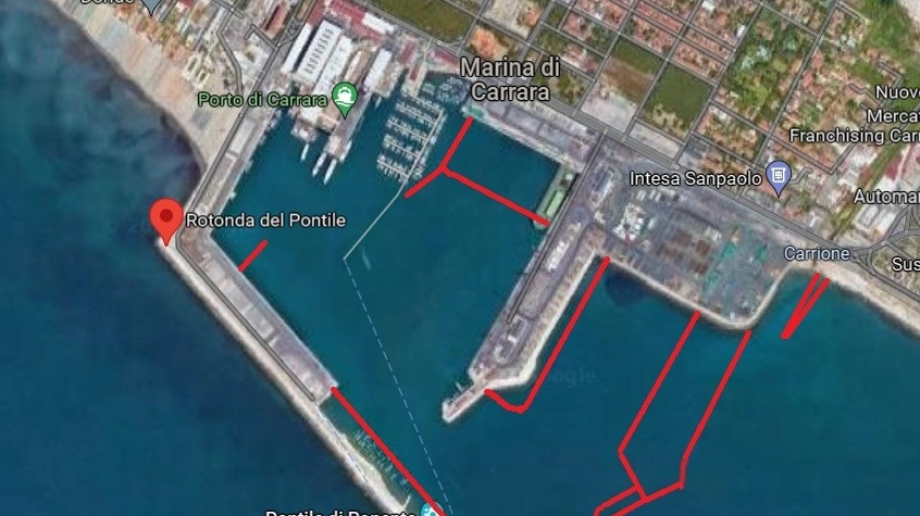 Gli inteventi previsti al porto (segnati di rosso) secondo il nuovo Piano regolatore