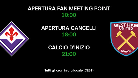 L'immagine dell'Uefa che presenta la finale tra Fiorentina e West Ham L'immagine dell'Uefa che presenta la finale tra Fiorentina e West Ham
