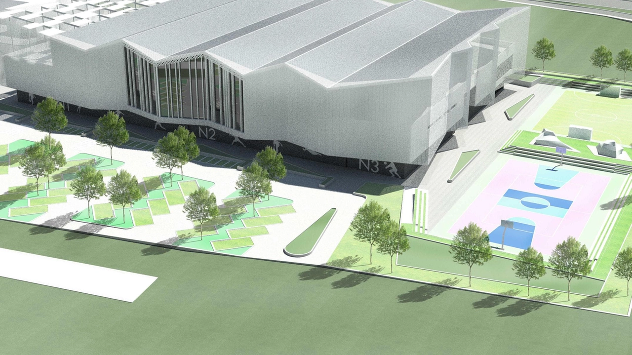 Il rendering del progetto del nuovo palasport Il rendering del progetto del nuovo palasport