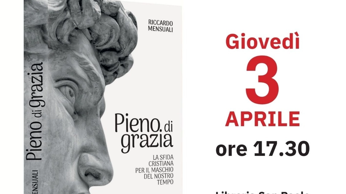 La locandina della presentazione del libro di Riccardo Mensuali 'Pieno di grazia'