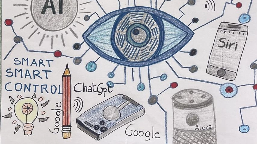 Uno dei disegni degli alunni sull’intelligenza artificiale Uno dei disegni degli alunni sull’intelligenza artificiale