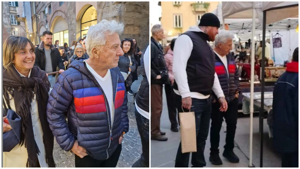 Due immagini di Dustin Hoffman a Lucca