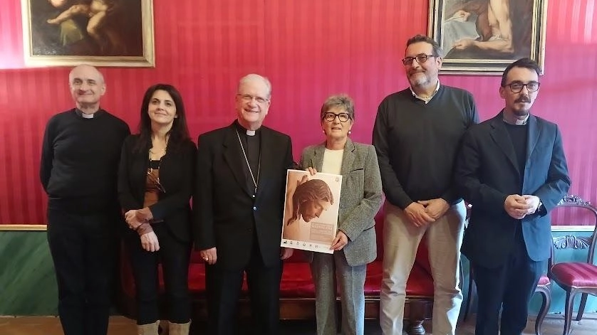 Da sinistra Tampellini, Inglese, il vescovo Tardelli, Donnini, Franchi e Mugnaini