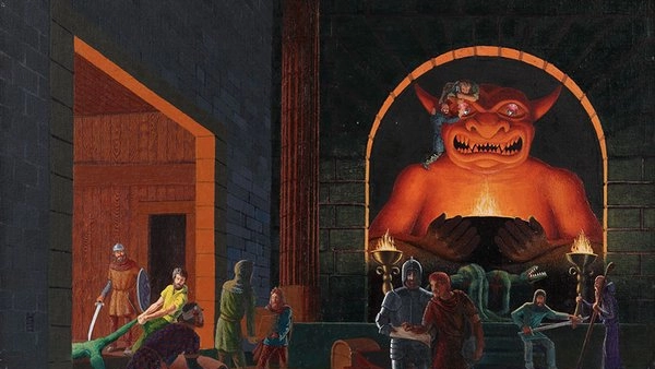Copertina del Players Handbook (1978) di David Trampier che ha illustrato alcune delle prime edizioni del gioco di ruolo Dungeons & Dragons. Copertina del Players Handbook (1978) di David Trampier che ha illustrato alcune delle prime edizioni del gioco di ruolo Dungeons & Dragons.