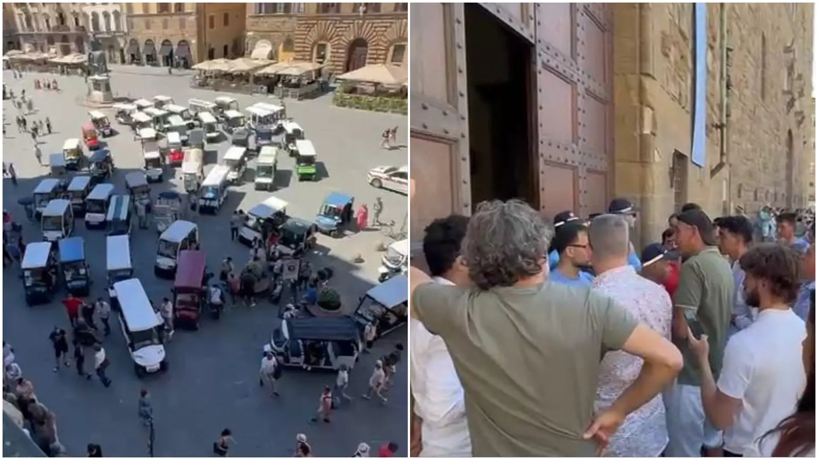 Caddy e risciò sotto Palazzo Vecchio. La protesta contro il divieto di circolazione in area Unesco