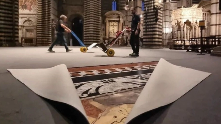 Siena, scopertura straordinaria del pavimento del Duomo Siena, scopertura straordinaria del pavimento del Duomo