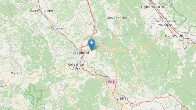 Terremoto a Poggibonsi, la mappa dell'epicentro dal sito Ingv