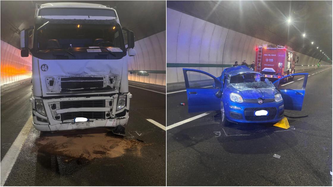 Cosa è accaduto in galleria? Le foto dell’auto e del Tir nell’incidente in A1