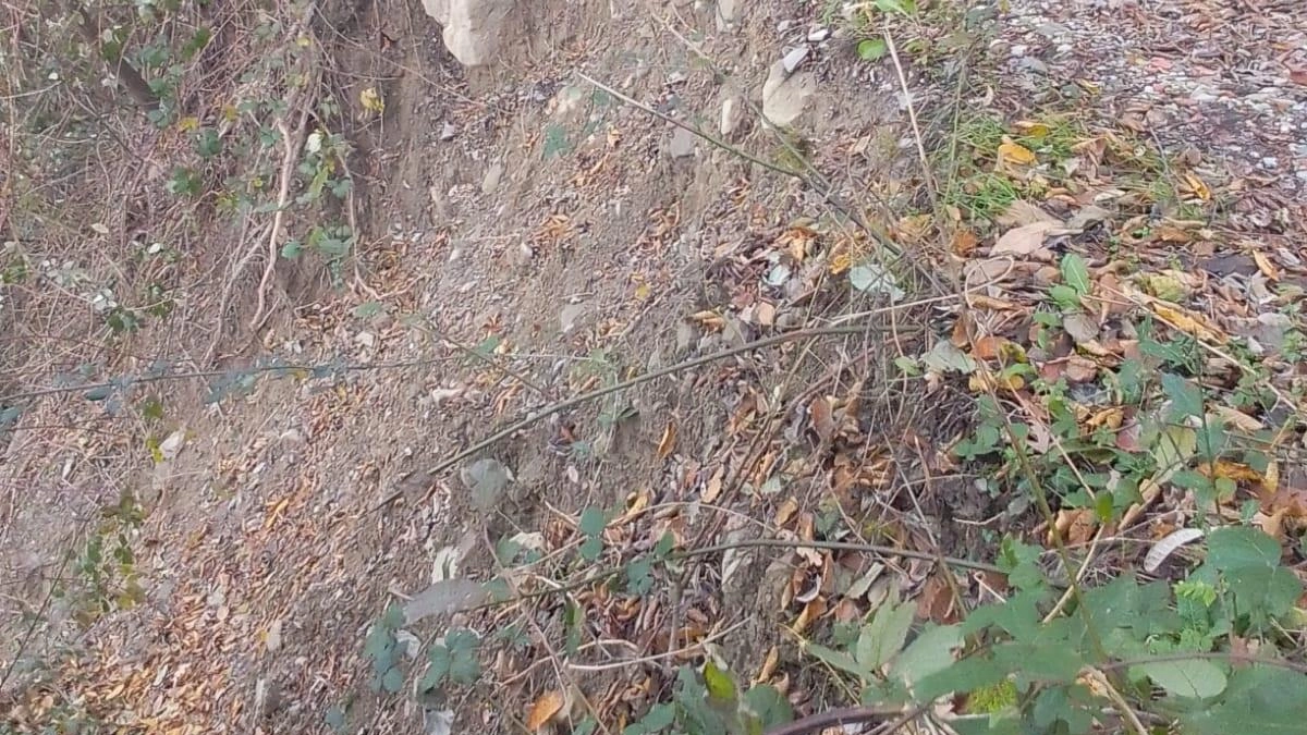 La frana sulla. strada. che porta al Mulino di Saletto, nel territorio di Vernio La frana sulla. strada. che porta al Mulino di Saletto, nel territorio di Vernio