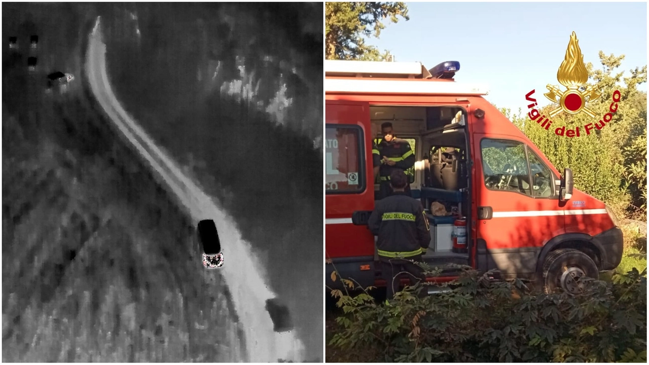 A sinistra le immagini della termocamera usata dai vigili del fuoco e a destra la postazione di ricerca (foto Vigili del Fuoco) A sinistra le immagini della termocamera usata dai vigili del fuoco e a destra la postazione di ricerca (foto Vigili del Fuoco)
