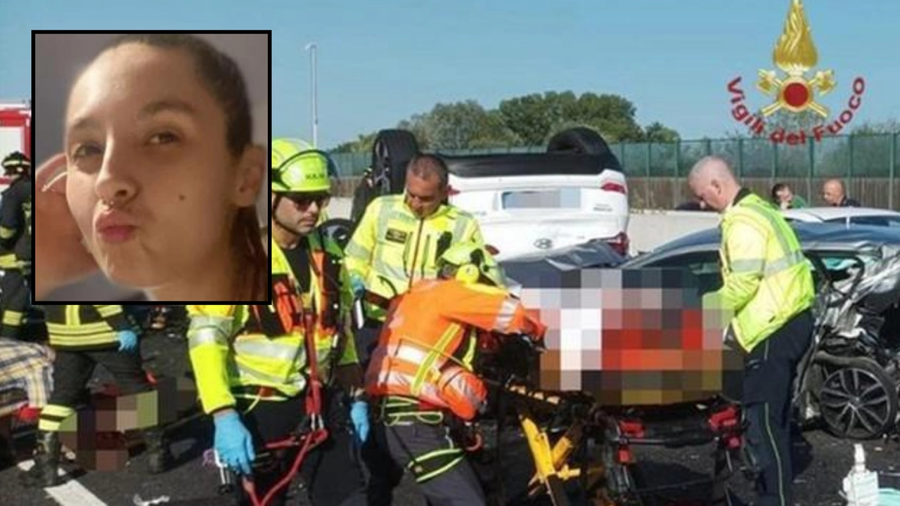 Una foto dell’incidente diffusa dai vigili del fuoco intervenuti; nel riquadro Elisa Noventa Una foto dell’incidente diffusa dai vigili del fuoco intervenuti; nel riquadro Elisa Noventa