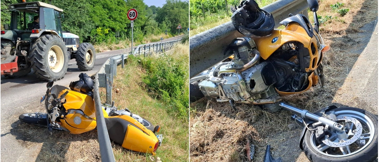 Pauroso incidente, motociclista miracolato: scattano i soccorsi. Il mezzo distrutto