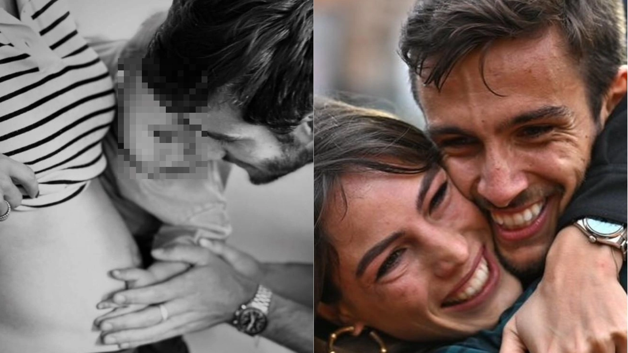 Lorenzo Musetti accarezza la pancia della compagna Veronica Confalonieri insieme al figlio Ludovico Lorenzo Musetti accarezza la pancia della compagna Veronica Confalonieri insieme al figlio Ludovico