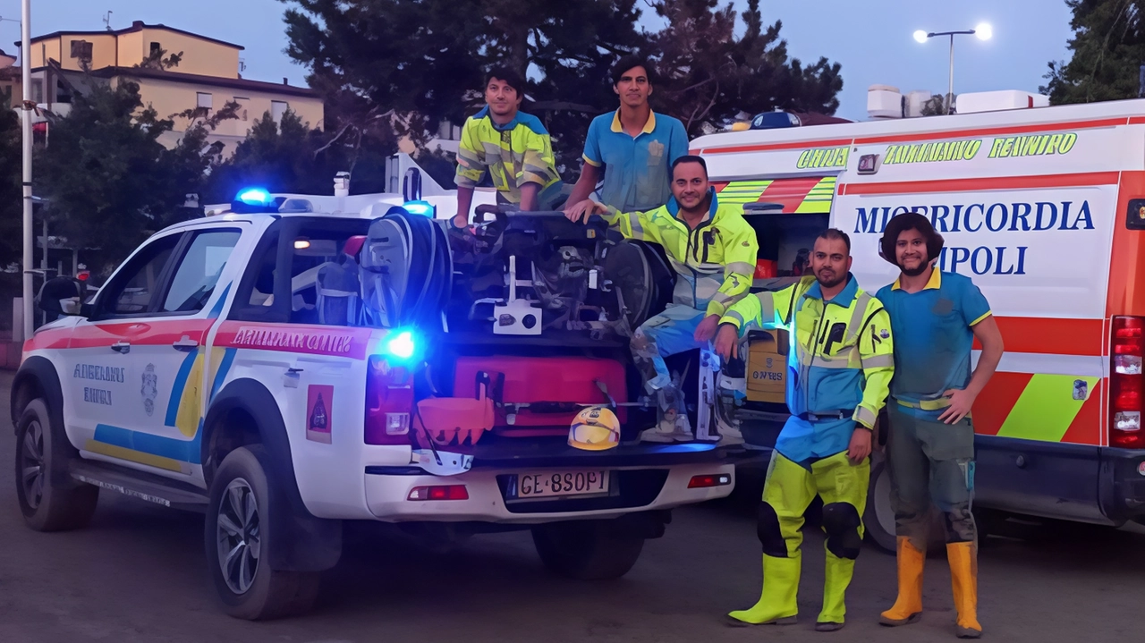 Alcuni volontari della Misericordia di Empoli nell’area colpita dal maltempo Alcuni volontari della Misericordia di Empoli nell’area colpita dal maltempo