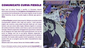 Fiorentina, durissimo comunicato della Curva Fiesole: “Parole inaccettabili di Commisso, Pradè se ne vada”